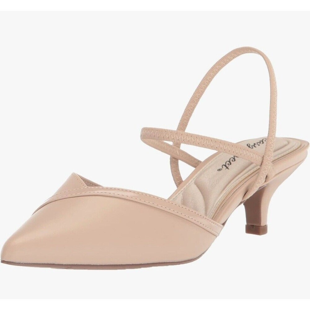 Easy Street Unna Women's Slingback Kitten Heel Pumps Nude Beige Size 6M NWOB